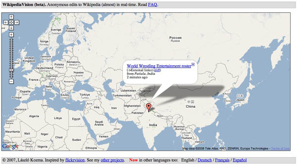 screen shot of WikipediaVision